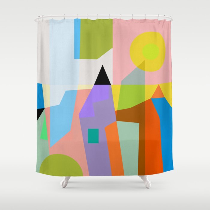 mid century modern spring III Shower Curtain Gallery Image 1