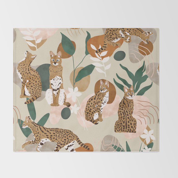 Serval cat abstract nature Throw Blanket Gallery Image 2