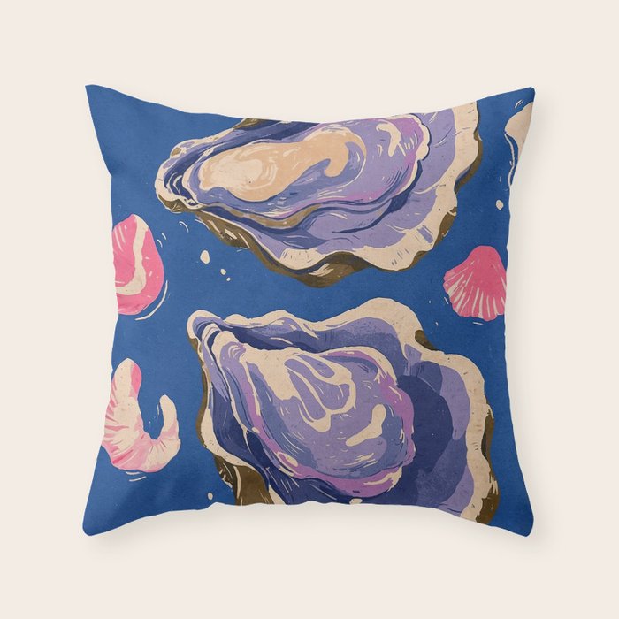 Oceanic Life - Oyster Throw Pillow Gallery Image 2
