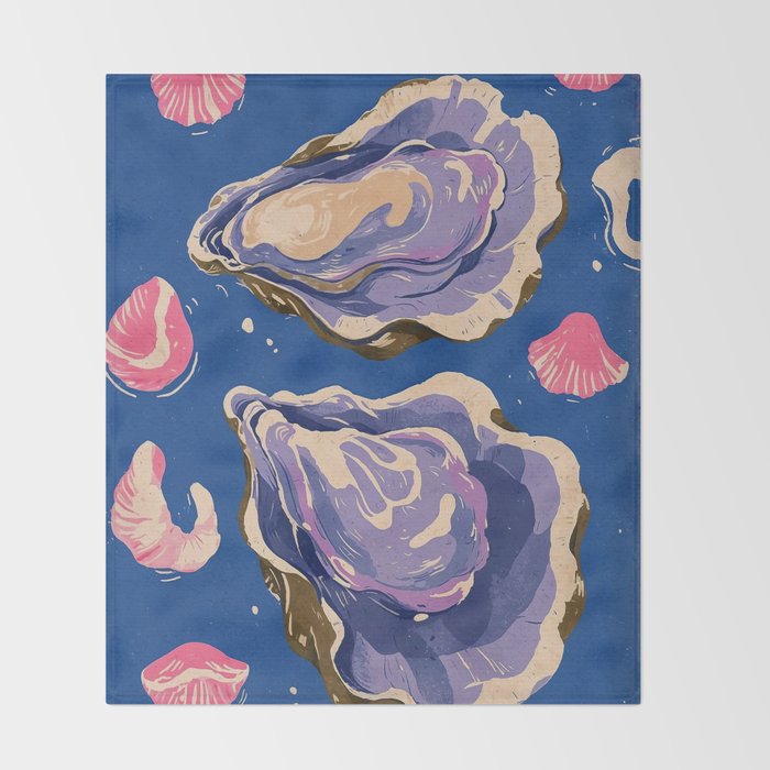 Oceanic Life - Oyster Throw Blanket Gallery Image 2