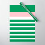 Mixed Stripe Pattern in Green, Pink, and White Wrapping Paper Gallery Image 1