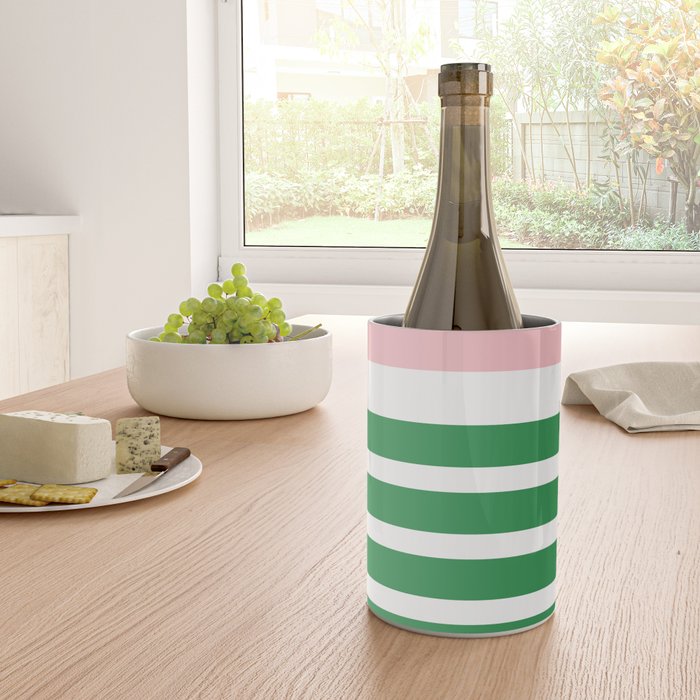 Mixed Stripe Pattern in Green, Pink, and White Wine Chiller Gallery Image 4