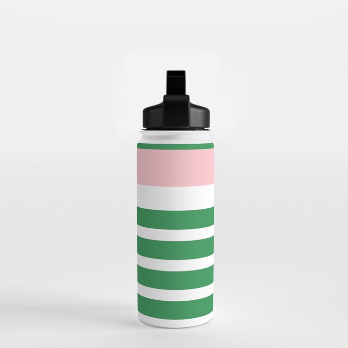 Mixed Stripe Pattern in Green, Pink, and White Water Bottle Gallery Image 2