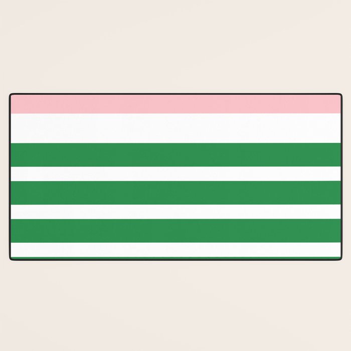 Mixed Stripe Pattern in Green, Pink, and White Desk Mat Gallery Image 3