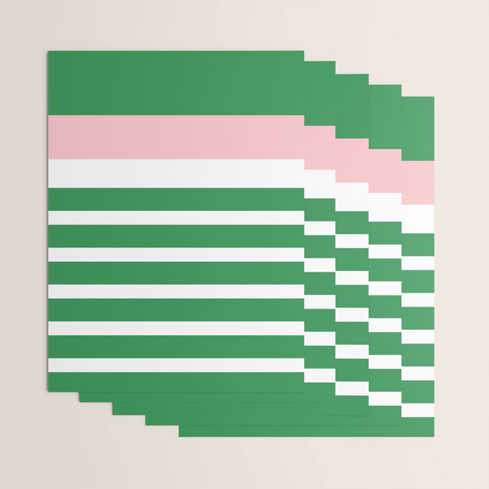 Mixed Stripe Pattern in Green, Pink, and White Wrapping Paper Gallery Image 3