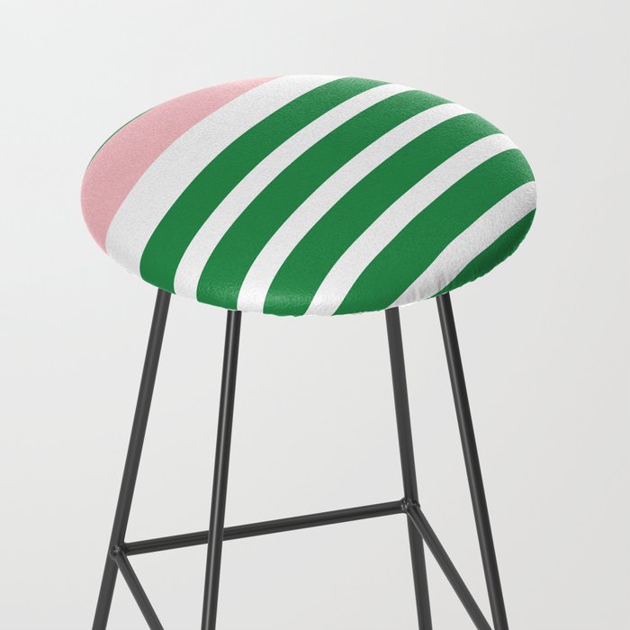 Mixed Stripe Pattern in Green, Pink, and White Stool Gallery Image 2