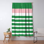 Mixed Stripe Pattern in Green, Pink, and White Window Curtain Gallery Image 5