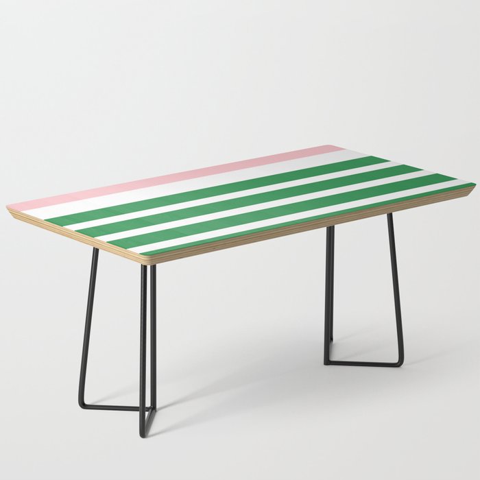 Mixed Stripe Pattern in Green, Pink, and White Coffee Table Gallery Image 1