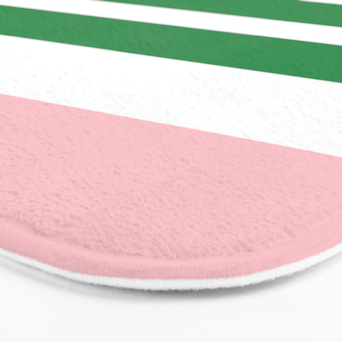 Mixed Stripe Pattern in Green, Pink, and White Bath Mat Gallery Image 3