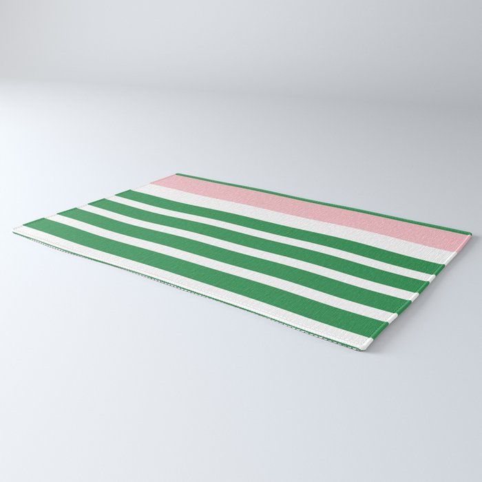 Mixed Stripe Pattern in Green, Pink, and White Rug Gallery Image 3