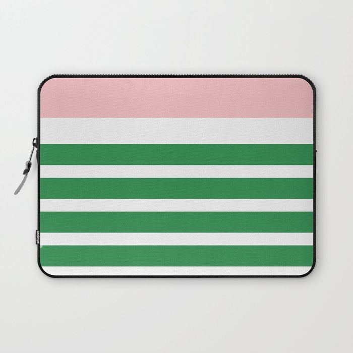 Mixed Stripe Pattern in Green, Pink, and White Laptop Sleeve Gallery Image 1