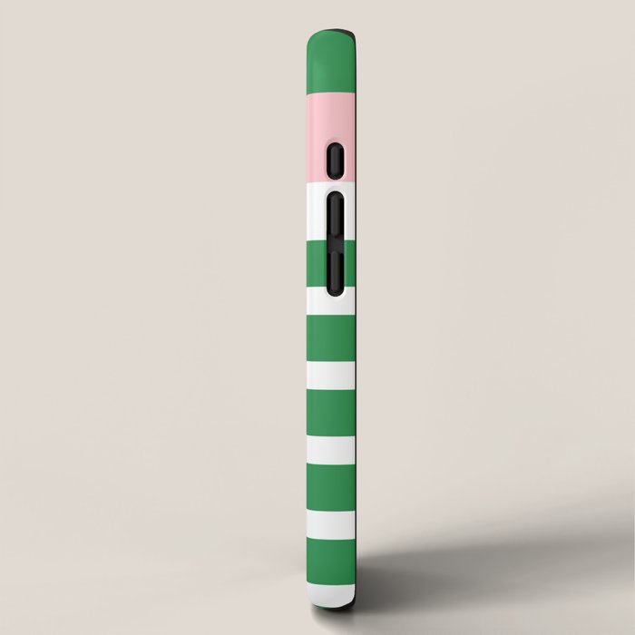 Mixed Stripe Pattern in Green, Pink, and White iPhone Case Gallery Image 2