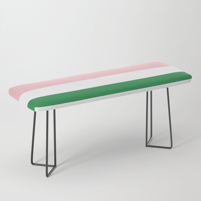 Mixed Stripe Pattern in Green, Pink, and White Bench Gallery Image 1