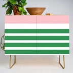 Mixed Stripe Pattern in Green, Pink, and White Credenza Gallery Image 1
