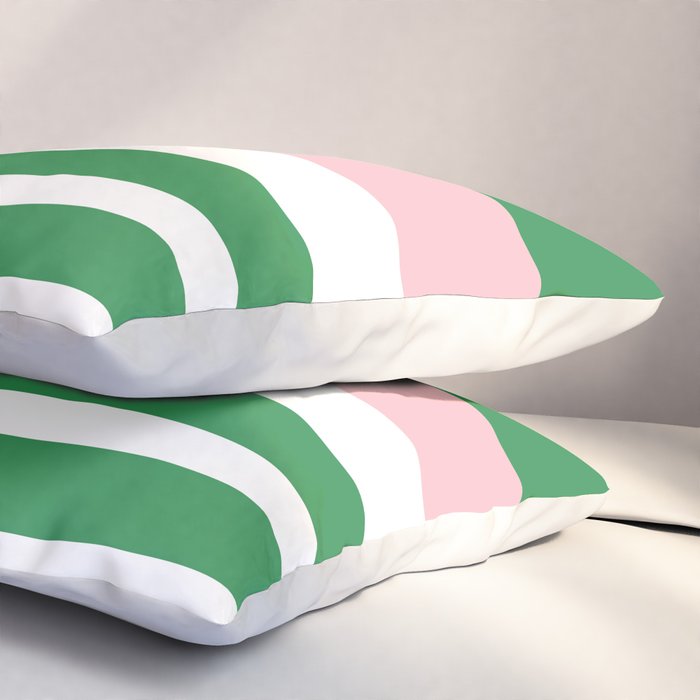 Mixed Stripe Pattern in Green, Pink, and White Pillow Sham Gallery Image 3