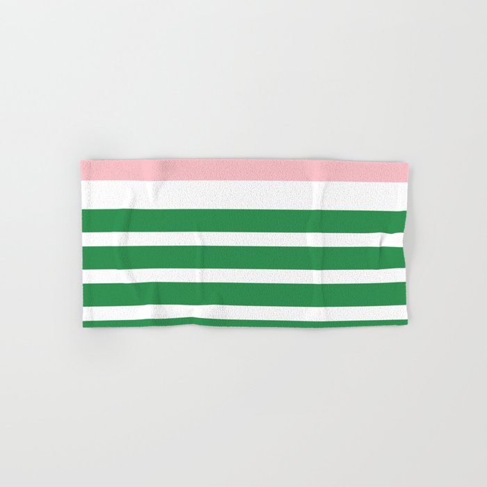 Mixed Stripe Pattern in Green, Pink, and White Bath Towel Gallery Image 1