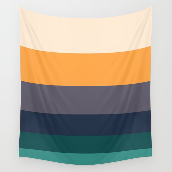 Mid Century Modern Minimalist Color Block Pattern Yellow Grey Green Wall Tapestry Gallery Image 4