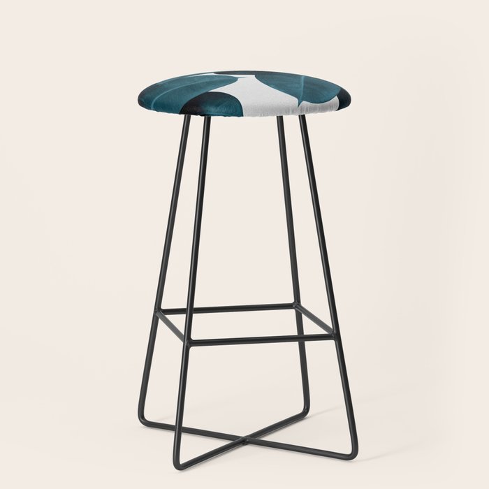 Indigo Blue Plant Leaves Stool Gallery Image 1
