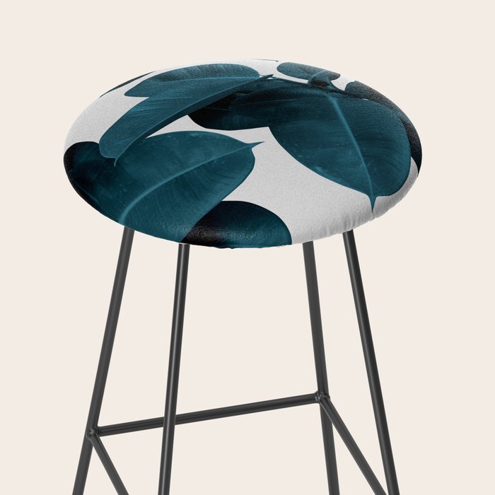 Indigo Blue Plant Leaves Stool Gallery Image 2