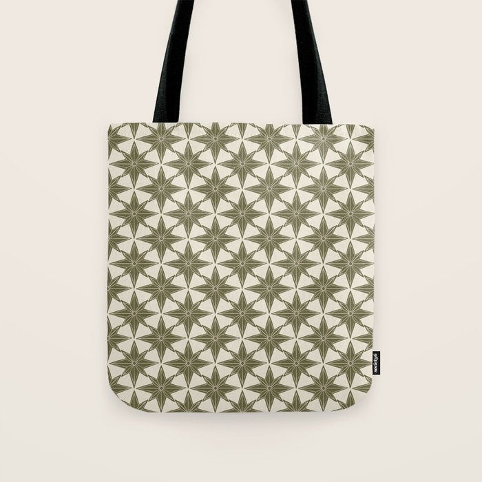 Green Paper Stars Large Tote Bag Gallery Image 1