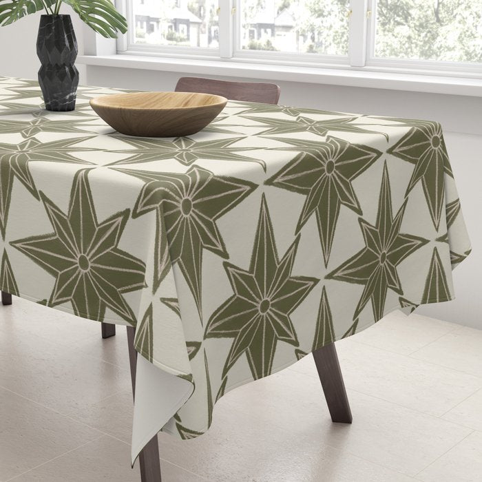 Green Paper Stars Large Tablecloth Gallery Image 3