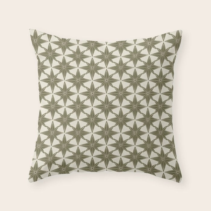Green Paper Stars Large Throw Pillow Gallery Image 6