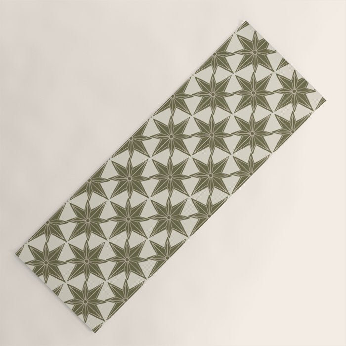 Green Paper Stars Large Yoga Mat Gallery Image 1