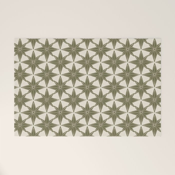 Green Paper Stars Large Welcome Mat Gallery Image 1