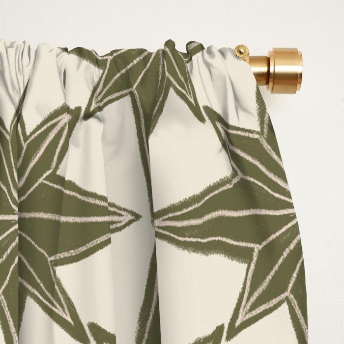 Green Paper Stars Large Window Curtain Gallery Image 2