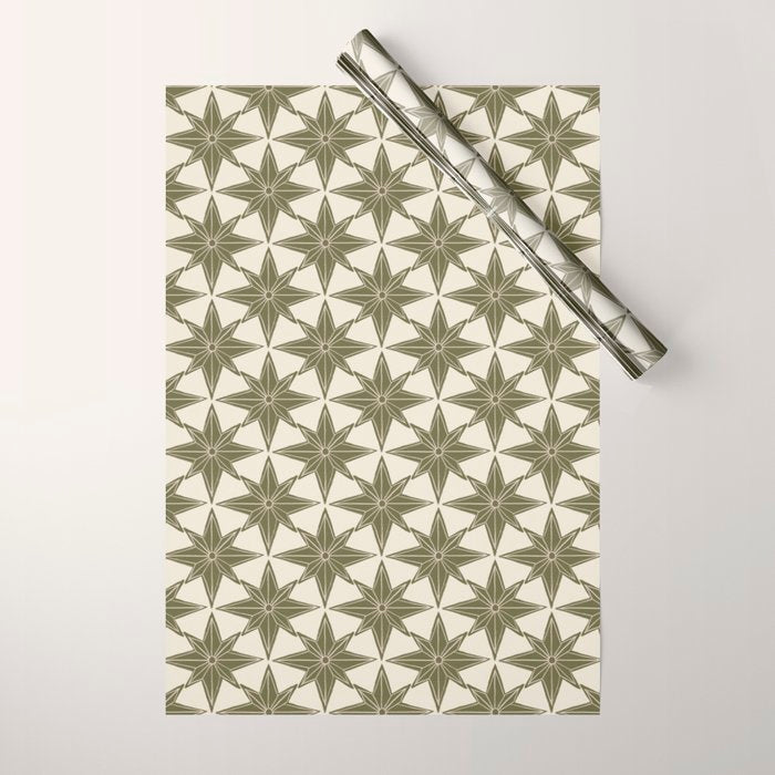 Green Paper Stars Large Wrapping Paper Gallery Image 1