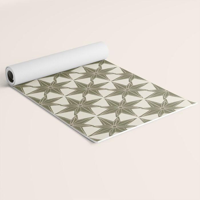 Green Paper Stars Large Yoga Mat Gallery Image 2