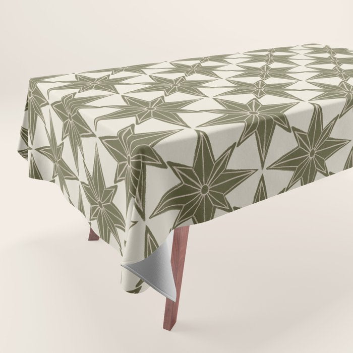 Green Paper Stars Large Tablecloth Gallery Image 1