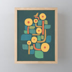 Bird in mid-century garden Mini Art Print Gallery Image 1