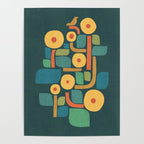 Bird in mid-century garden Poster Gallery Image 4