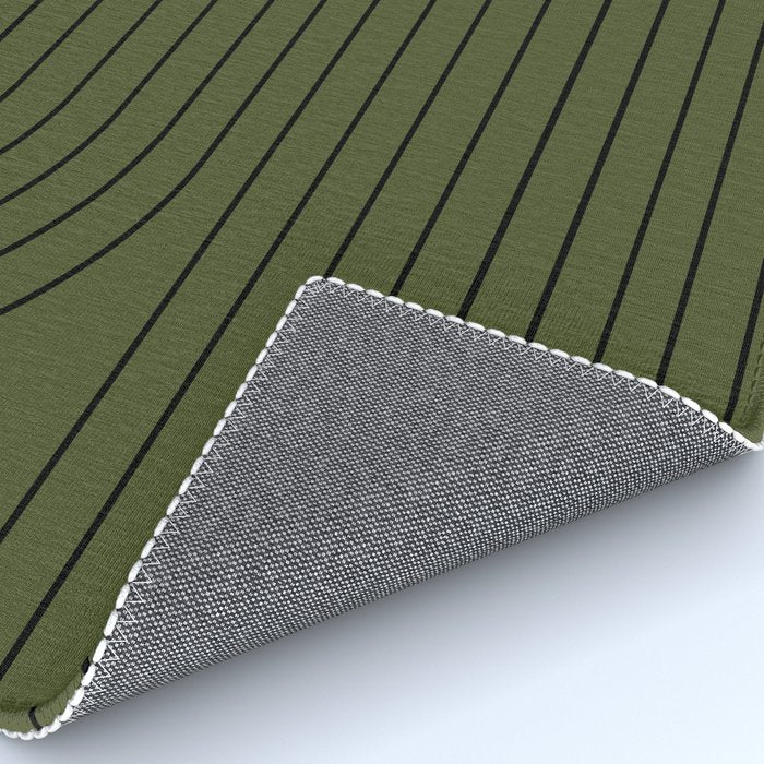 Minimal Line Curvature XVIII Dark Green Mid Century Modern Arch Abstract Rug Gallery Image 4
