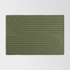 Minimal Line Curvature XVIII Dark Green Mid Century Modern Arch Abstract Rug Gallery Image 2
