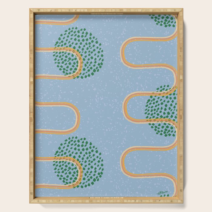 Abstract Fields in Blue-Grey & Green Serving Tray Gallery Image 1