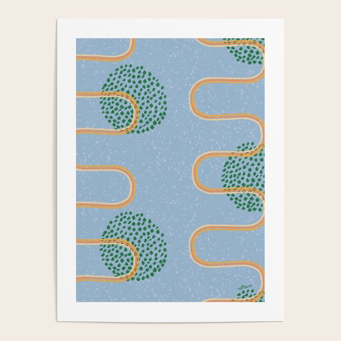 Abstract Fields in Blue-Grey & Green Poster Gallery Image 1