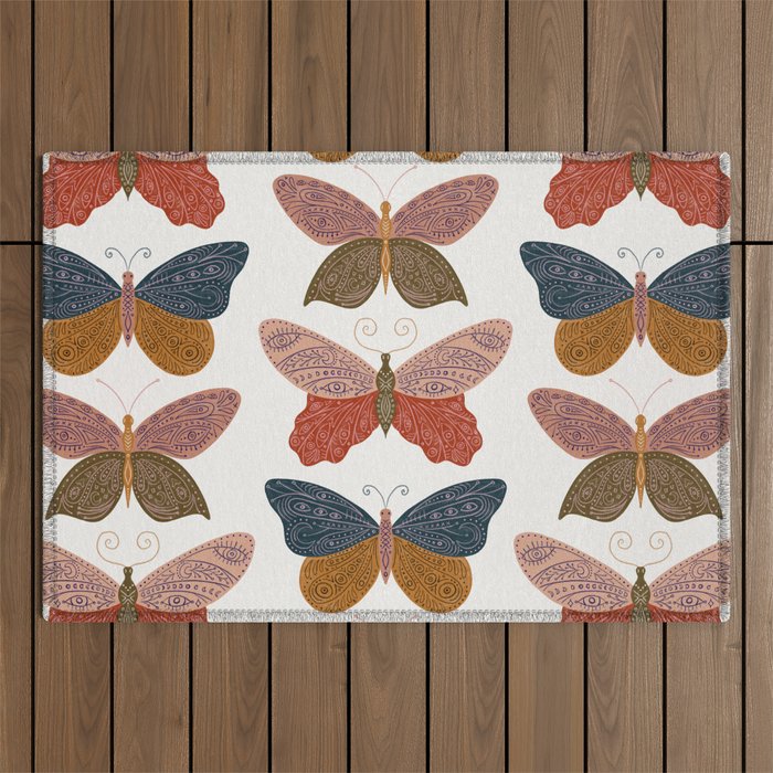 Tattooed Butterflies - Desert Outdoor Rug Gallery Image 1