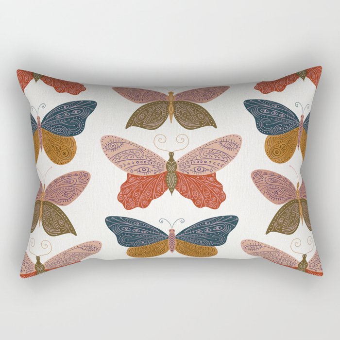 Tattooed Butterflies - Desert Rectangular Pillow Gallery Image 2