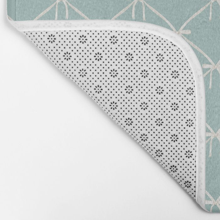 Bows & Ribbons Pattern XXVIII Pastel Mint Green Bath Mat Gallery Image 2