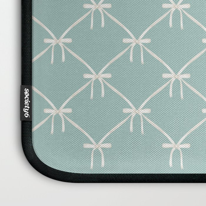 Bows & Ribbons Pattern XXVIII Pastel Mint Green Laptop Sleeve Gallery Image 3