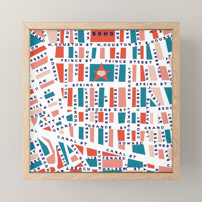 SOHO MAP BRIGHT Mini Art Print Gallery Image 1
