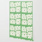 Mid-Century Flowers in Green & White Wallpaper Gallery Image 2