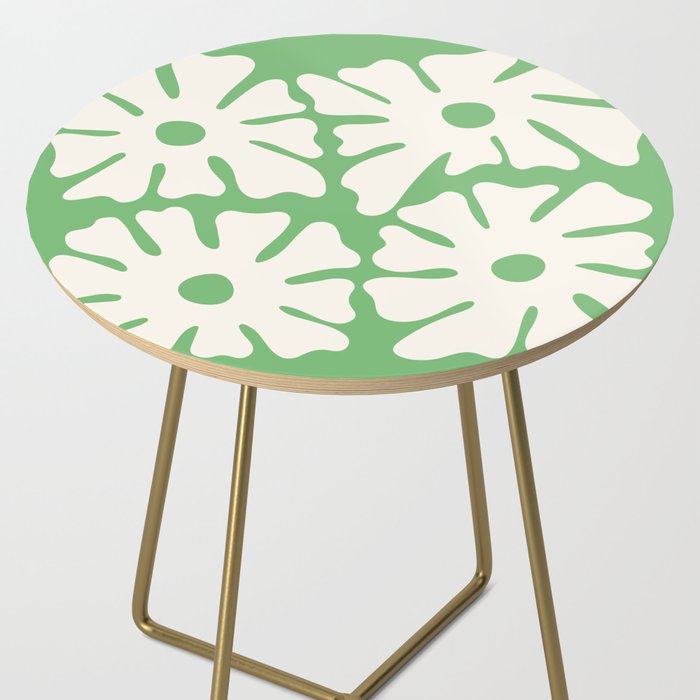 Mid-Century Flowers in Green & White Side Table Gallery Image 2