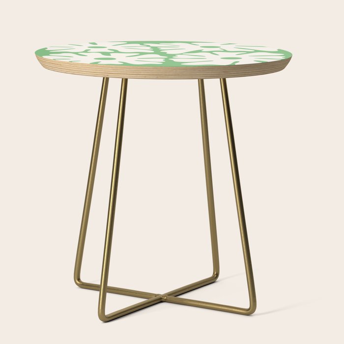 Mid-Century Flowers in Green & White Side Table Gallery Image 1
