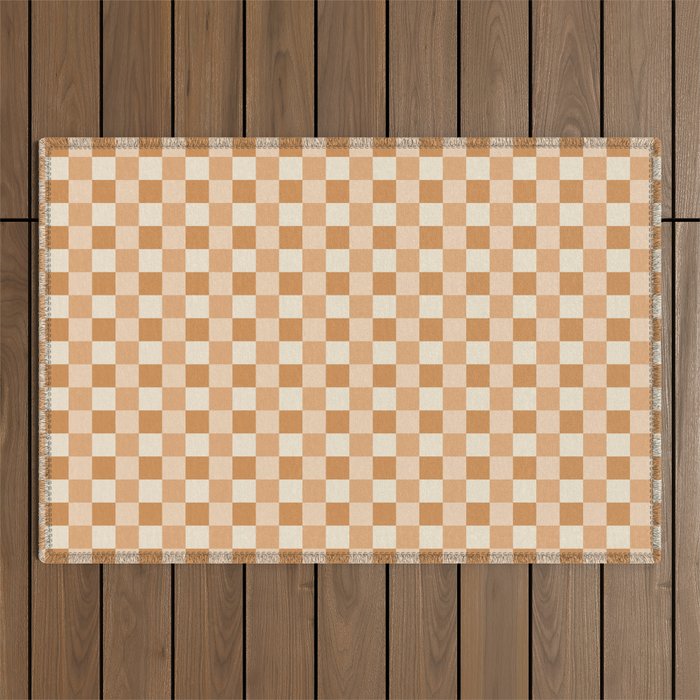 Checkered Multicolor Pattern XXIV Orange Outdoor Rug Gallery Image 1