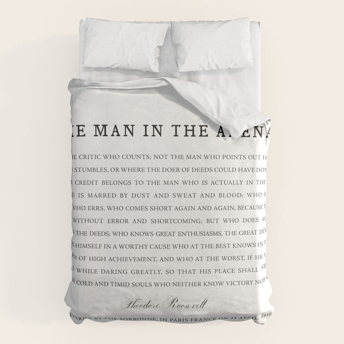 Man In The Arena, Theodore Roosevelt, Framed Art Duvet Cover Gallery Image 1