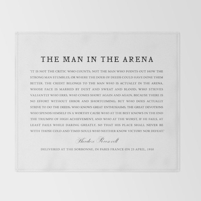 Man In The Arena, Theodore Roosevelt, Framed Art Throw Blanket Gallery Image 2