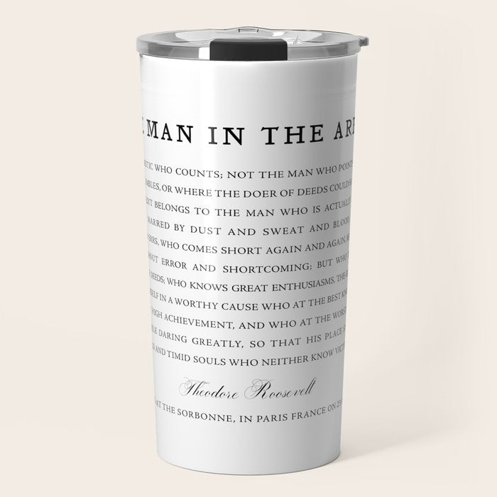 Man In The Arena, Theodore Roosevelt, Framed Art Travel Mug Gallery Image 1